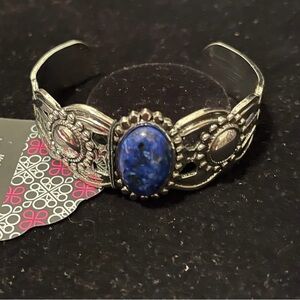 Silver With A Blue Stone Cuff Bracelet